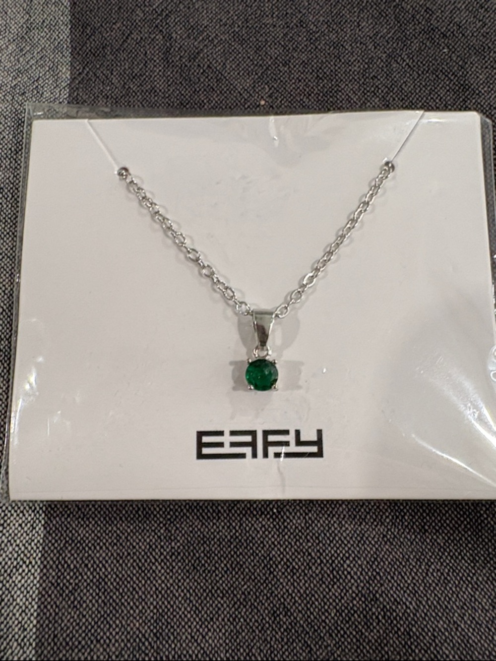Effy Silver Necklace with Green Gem Solitaire Pendant
